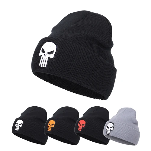 Gorro de punto con patrón de calavera para hombre y mujer, gorro Unisex de estilo Hip hop, informal, para invierno