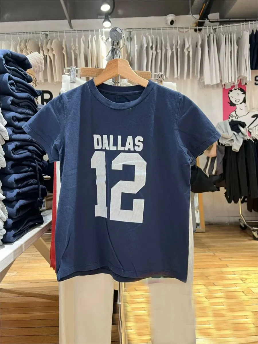 Fashion Number 12 Print Letter T-shirt Women New Cotton O-neck Short Sleeve Tee Shirt Casual Vintage American Tshirts Y2K Tops