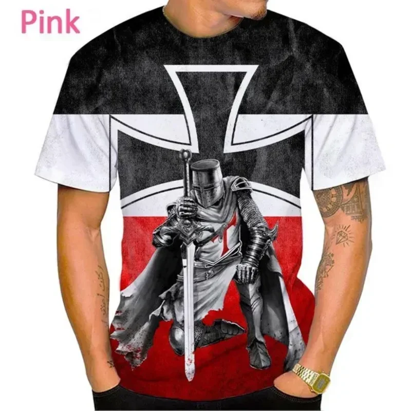 New Knights Templar 3D Print T-shirt Summer Men Clothing Fashion Casual Oversized T Shirt Vintage Harajuku Streetwear Tops Tees