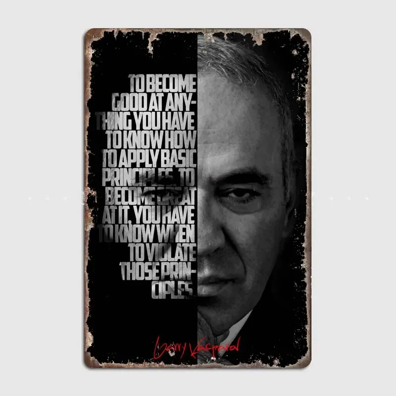 Garry Kasparov  Vintage Style Metal Tin Plaque with Sports Legends Quotes for Wall Decor In Office, Room, Study