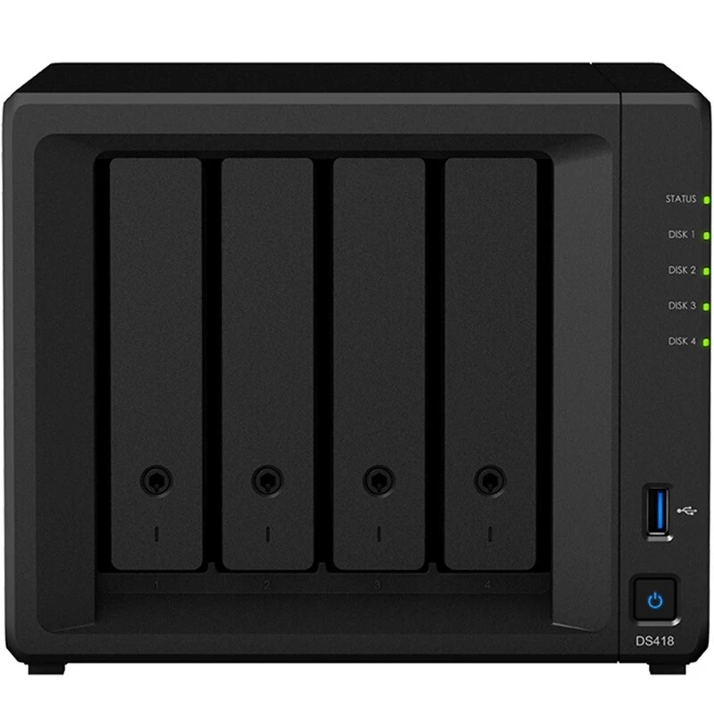 الأصلي Synology DS418 NAS 4 الخلجان DiskStation الضميمة شبكة سحابة التخزين خادم رباعية النواة 1.4GHz 2GB DDR4 (Diskless)