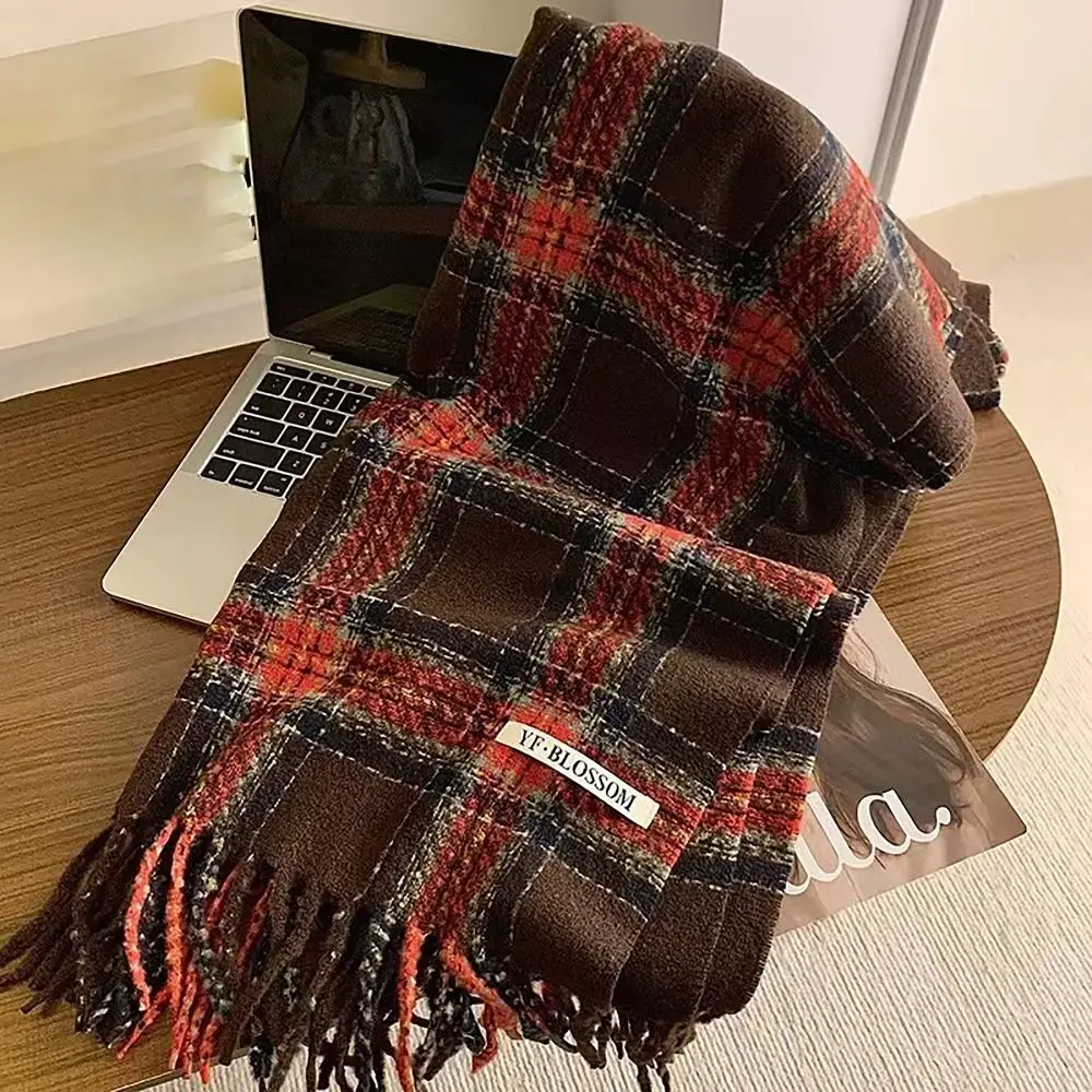 Korean Style 195x63cm Knitted Scarf Wool Winter Warm Thermal Neck Warmer Tassel All-match Thickened Shawl for Women Girls Maiden