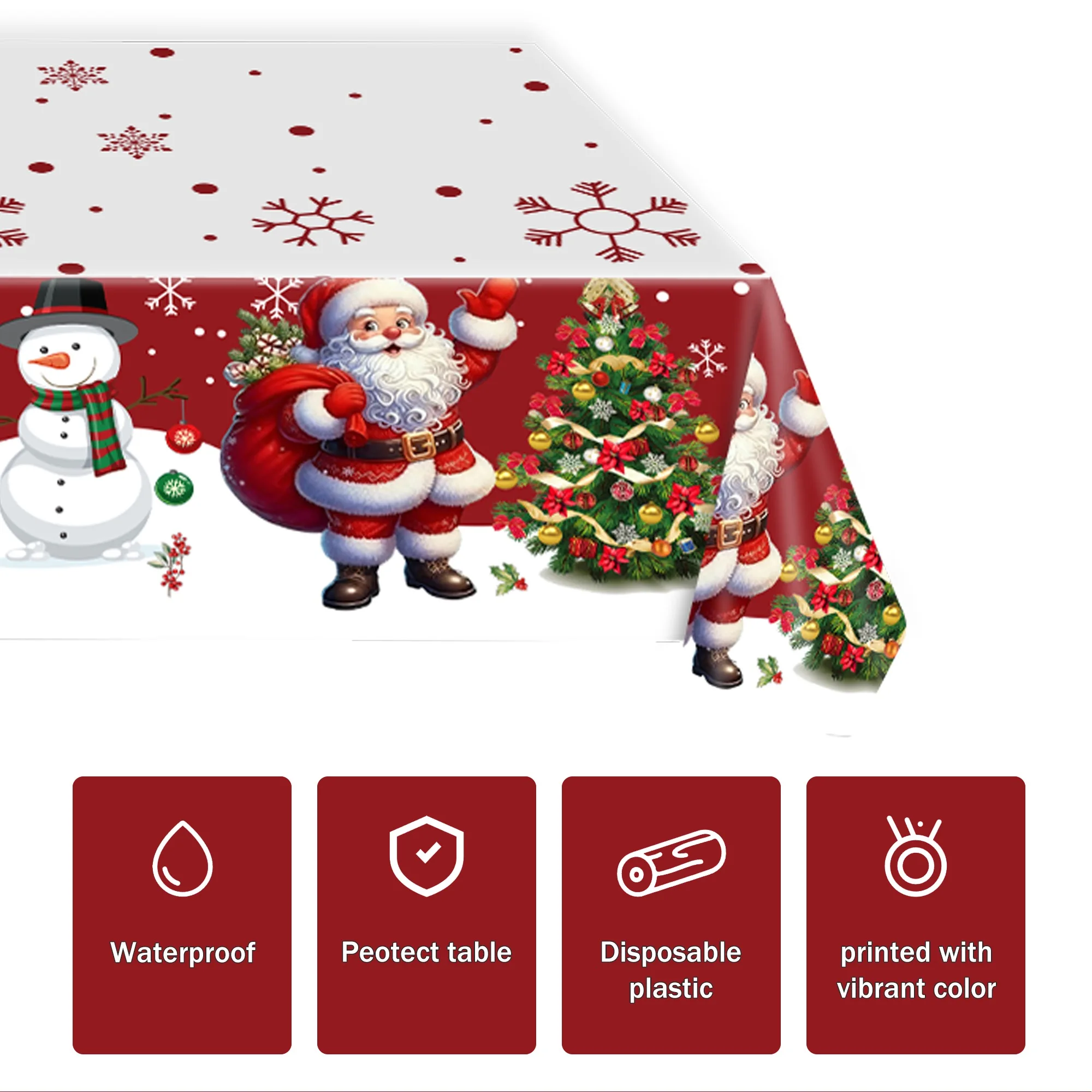 Mantel de plástico navideño con diseño de copo de nieve, decoración del hogar de invierno, mantel de cocina, decoración festiva de Navidad