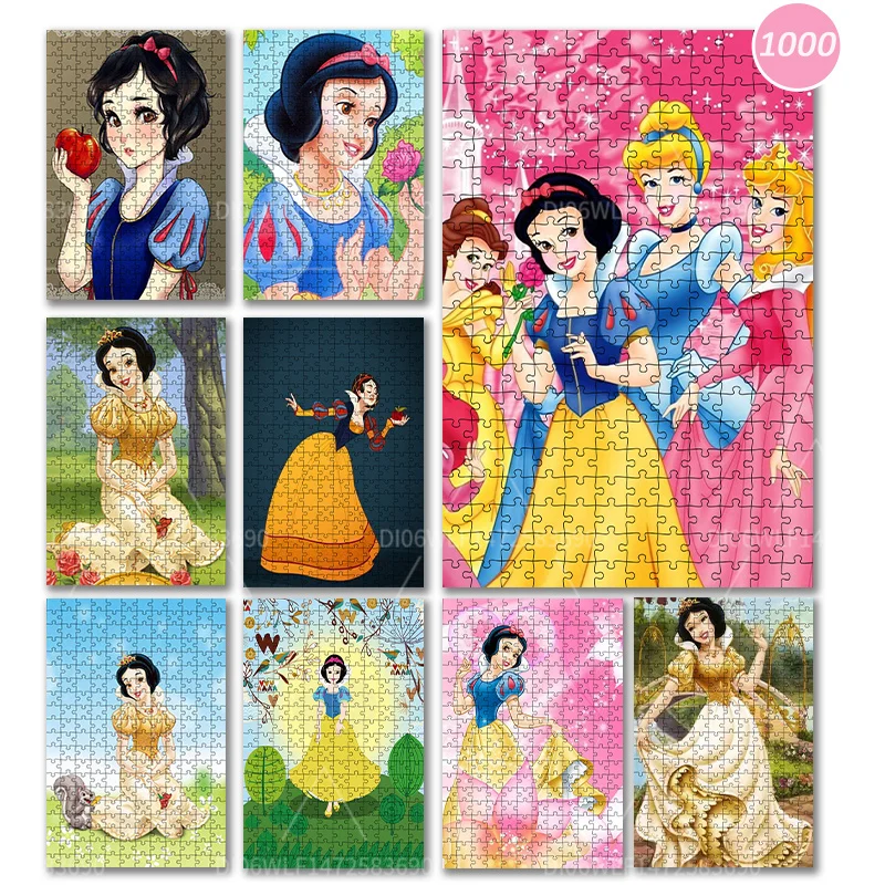 

Disney Snow White Wooden Puzzles Children's Educational Toys 1000 PCS Puzzles Adult Leisure Cartoon Toys Handmade Birthday Gifts