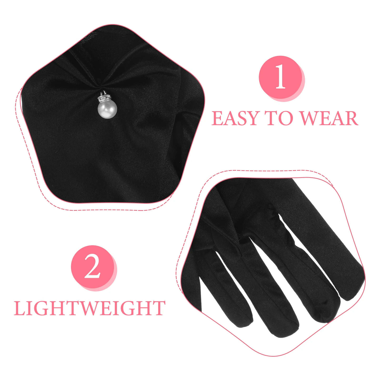 1 زوج قفازات الزفاف الساتان القصيرة للعروس أنيقة اللؤلؤ مزين طول المعصم ثوب مسائي رسمي اكسسوارات فستان أوبرا #4