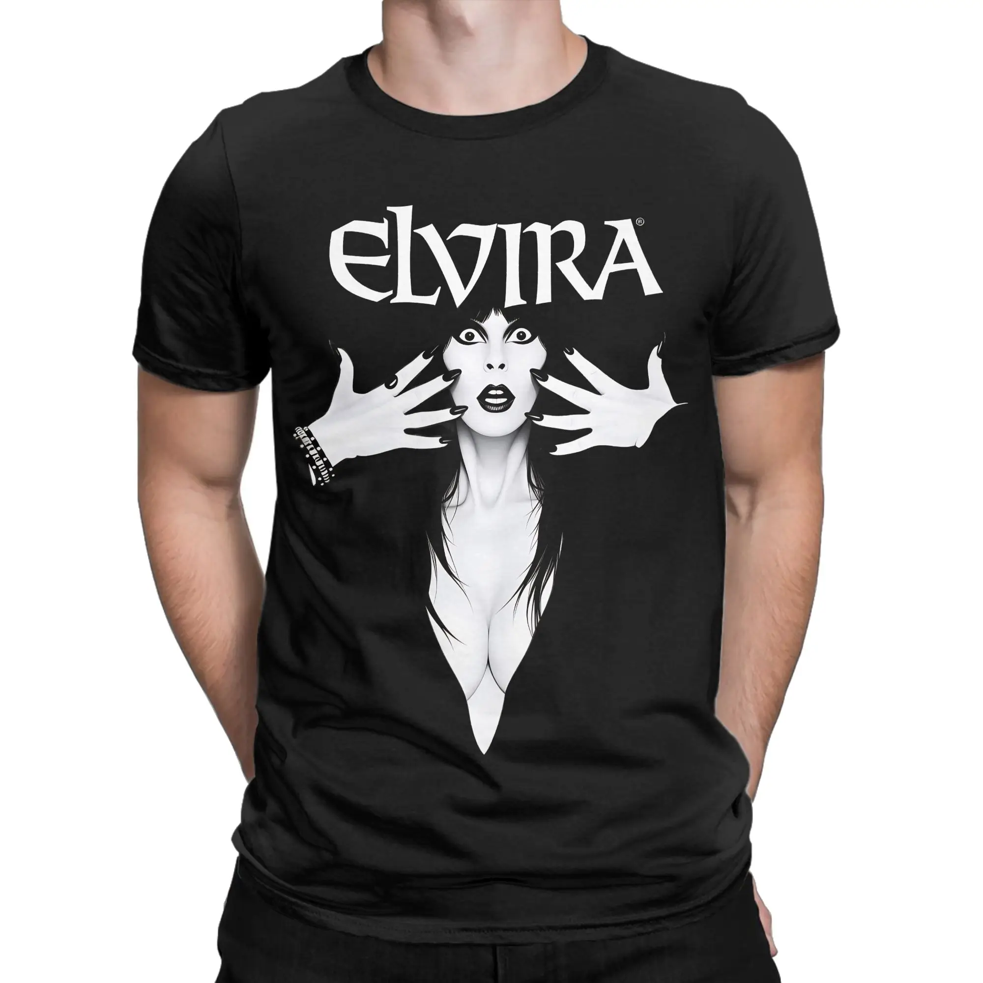 Summer Elvira Mistress of The Dark Novelty T-Shirts  Cotton Tee Shirt for Male Y2K Casual Design Short Sleeve Tees