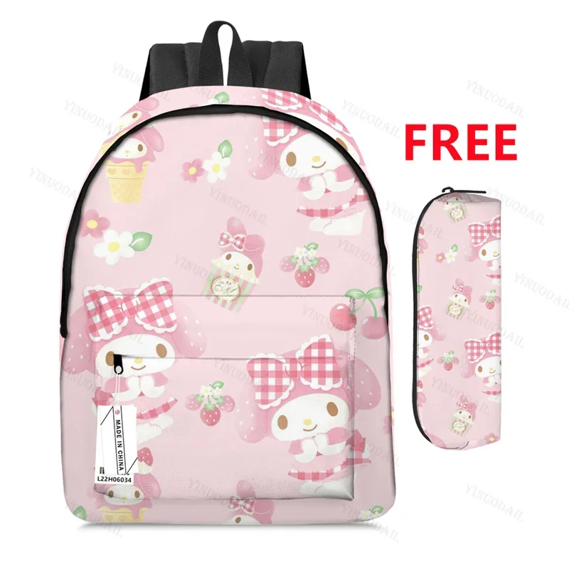 Melody Kt Cat WHITE Theme Backpacks Mochila De Viaje for Schoolbags Study Stationery San Anime Figures Mochila Book Bags