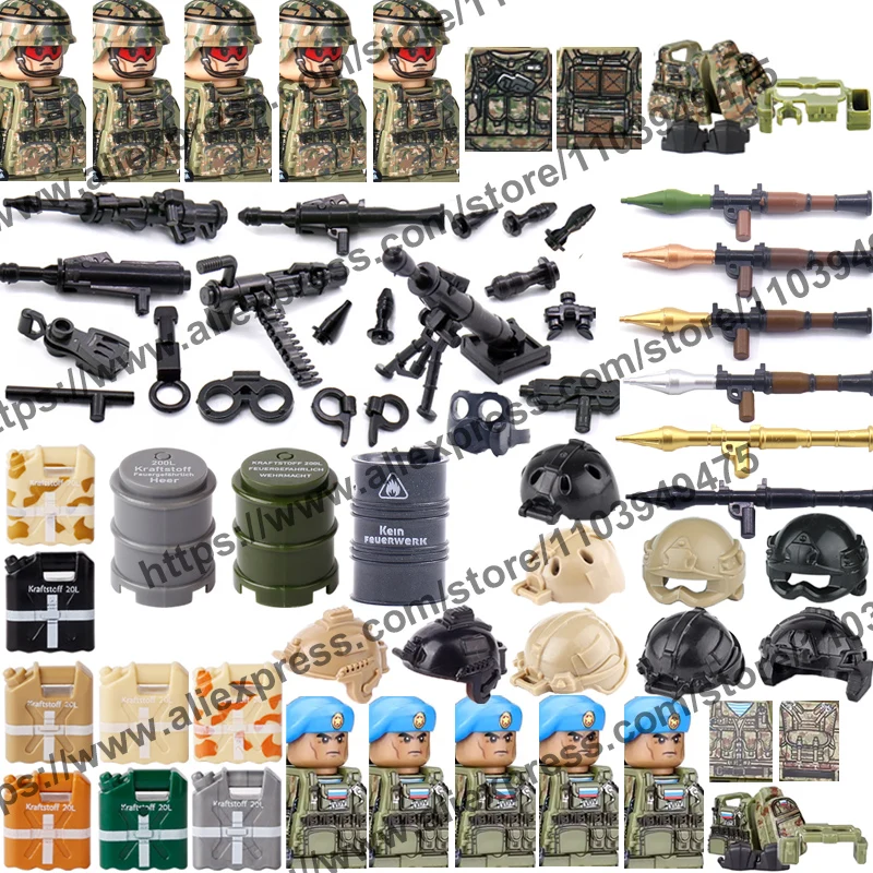 Military Special Forces Building Blocks US Army 101st Air Assault Figures Sayeret Matkal Soldiers Weapons Gun Oil Drums MOC Toys