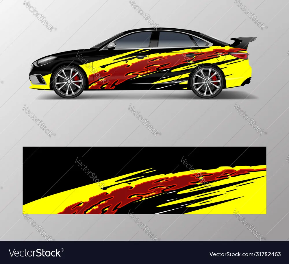 Colorful Stripe Car Full Wrap Sticker Car Decal Decorative Cut Body Racing Graphic Decal Vinyl Wrap Modern Design Red Retro