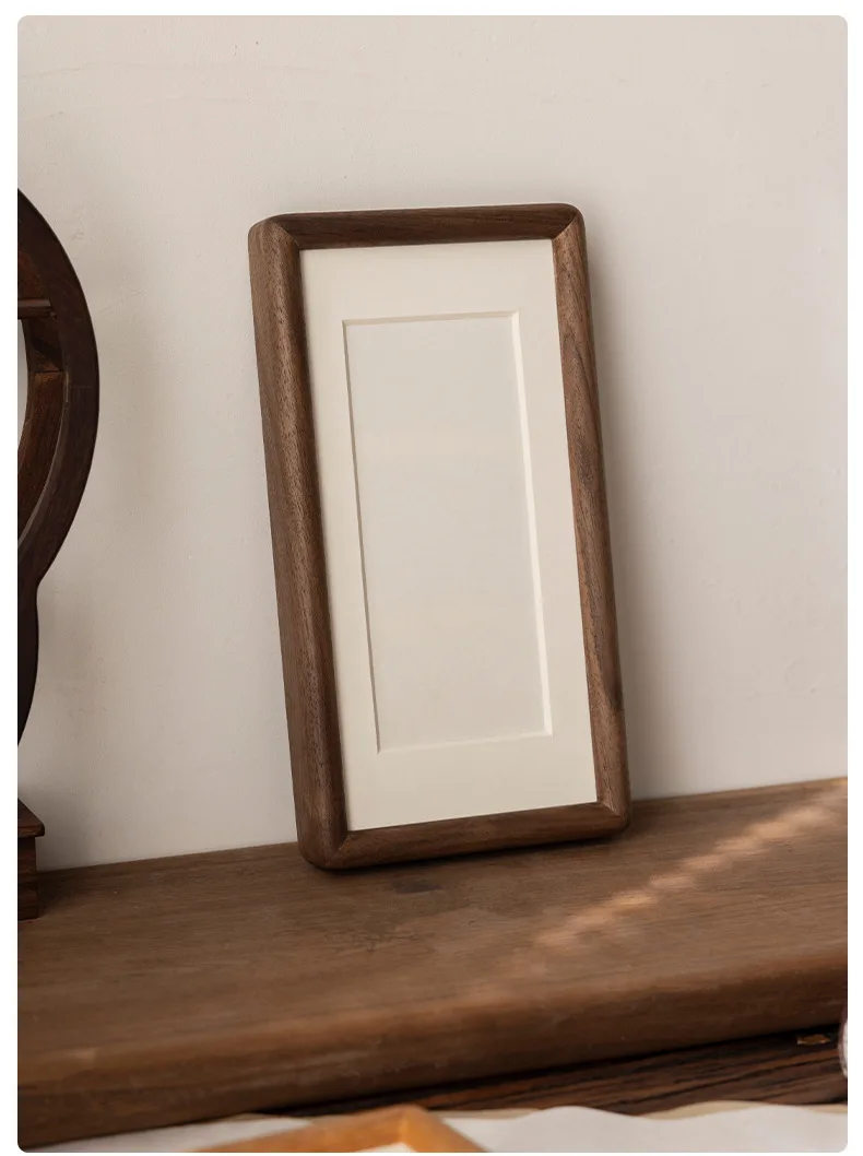 Rectangular Solid Wood Photo Frame High-Quality Black Walnut/Teak Mortise and Tenon Picture Frame Display Stand Desktop Decor