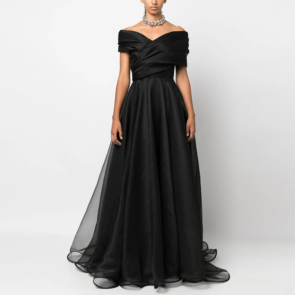 

Long Prom Dresses فساتين سهرة Sexy Women Vestidos de festa Elegant Organza Off Shoulder Floor-Length Formal Cocktail Party Gowns