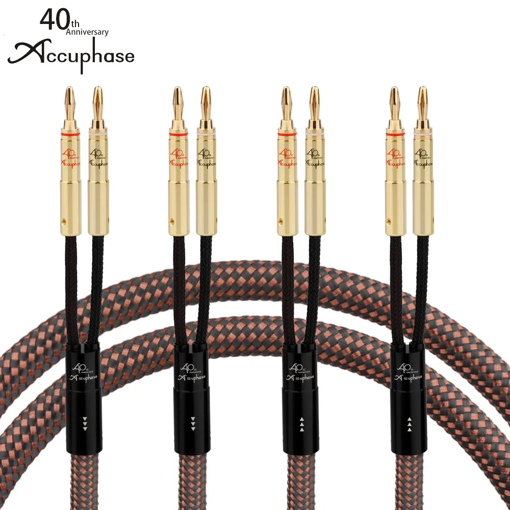 Pair HIFI Accuphase Speaker cable OCC Pure Copper Audio Speaker Cable 2 To 2Speaker Wire With Gold Plated Banana Plug