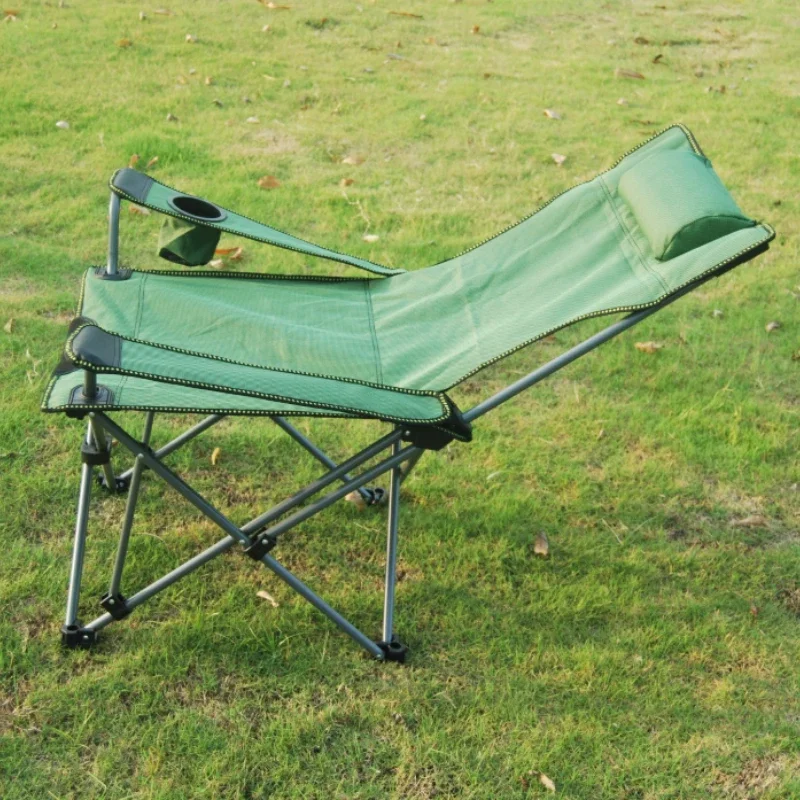 Outdoor Folding Camp Chair Portable Nap Chair with Footrest Adjustable Reclining Backrest for Camping Fishing Beach