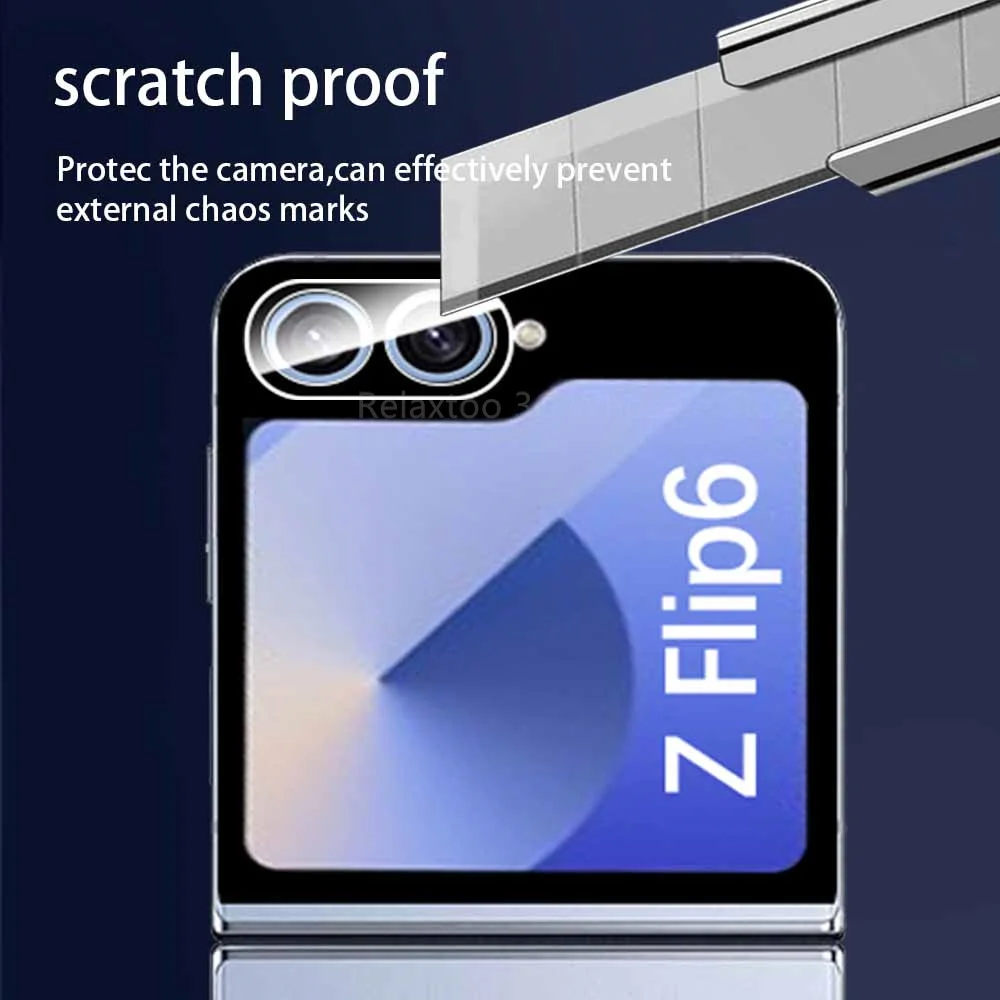 ตัวป้องกันกล้องสําหรับ Samsung Galaxy Z Flip 6 5 Flip6 คลุมทั้งหมด HD เลนส์กระจกนิรภัยสําหรับ Samsung ZFlip6 ภาพยนตร์