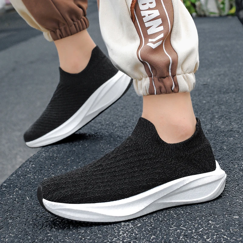 High-Elastic Mesh Breathable Men's and Women's Shoes, Summer Thick-Soled Slip-On Lightweight Sock Shoes, Versatile Couple Walkin view 6