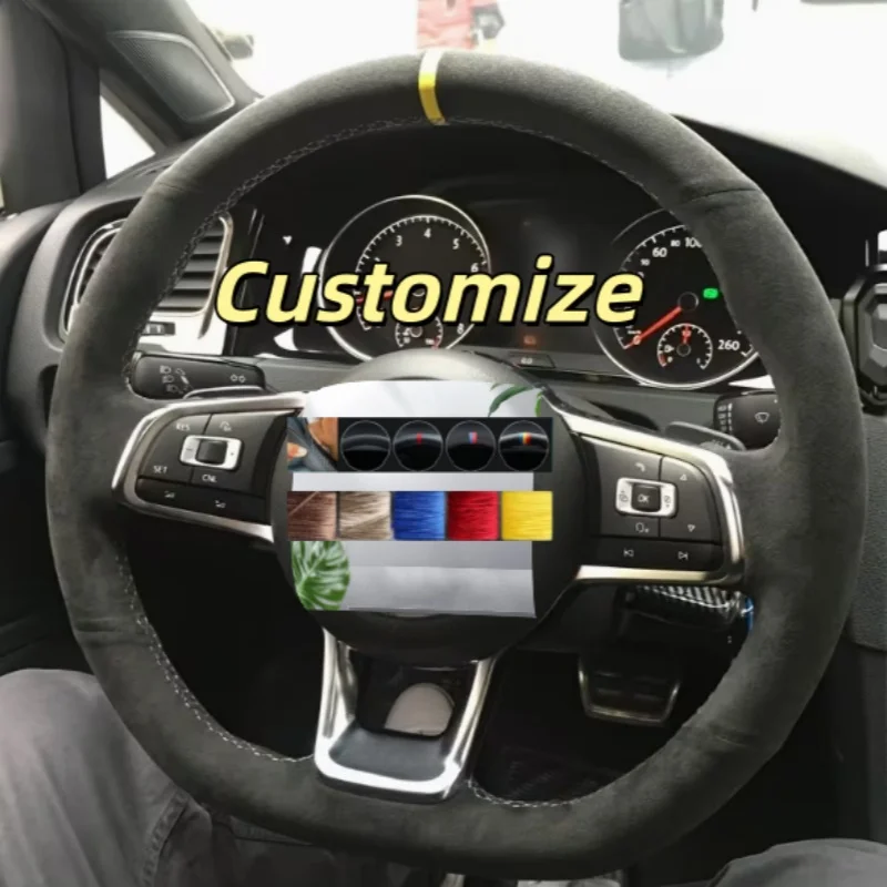 

Замшевый чехол на руль автомобиля Golf R MK7 Polo Scirocco 2015 2016, автомобильные аксессуары, чехол на руль для Volkswagen Golf 7 GTI