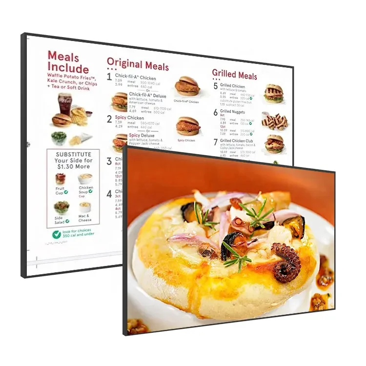 

43" 49" 55" 65" Digital Signage Fast Food Sign Billboard Restaurants Drive Thru Menu Board Advertising Menu Screen