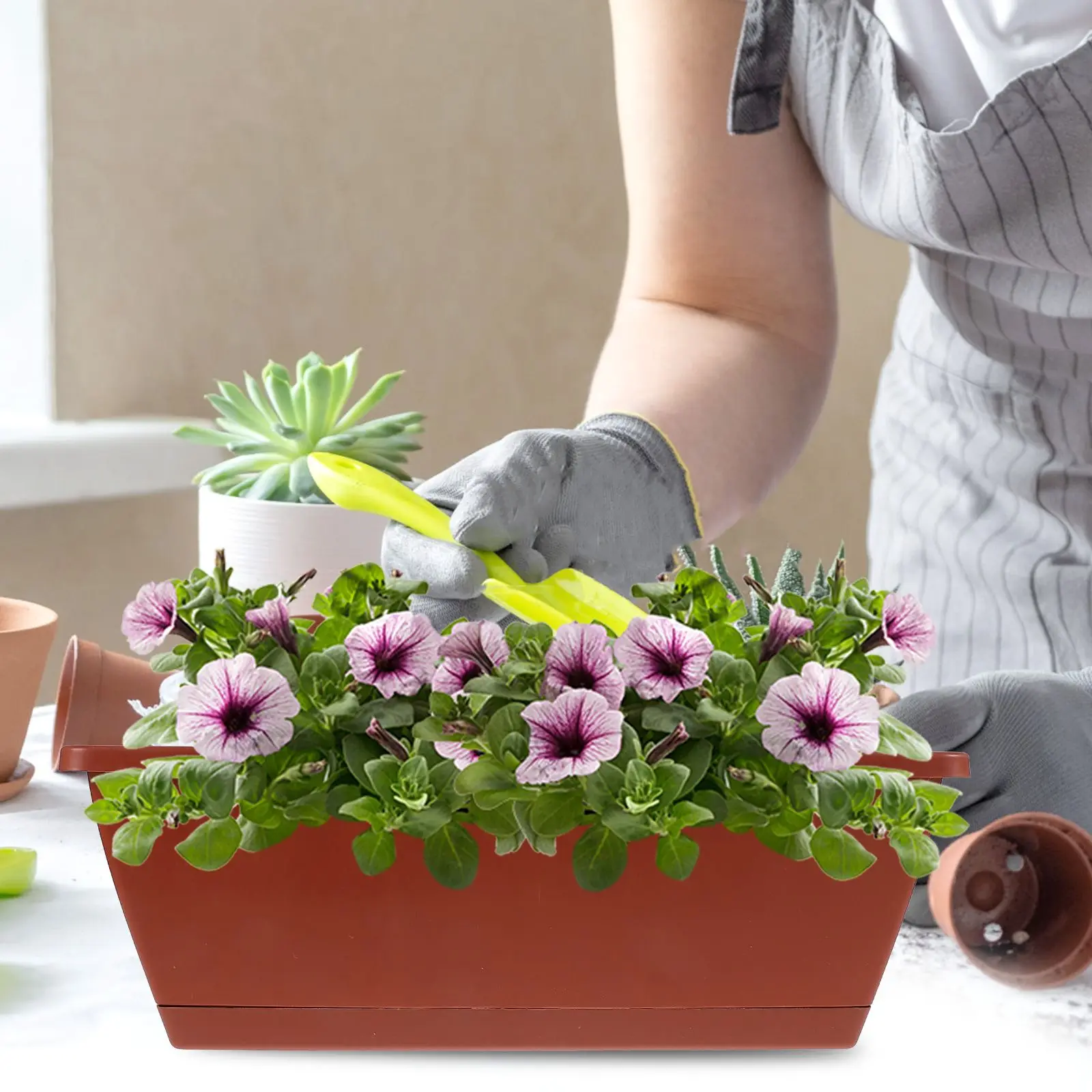 3 Pcs Rectangular Planting Trough Thickened Flower Pot Plastic Planter Balcony Garden Decorations Durable Smooth Surface