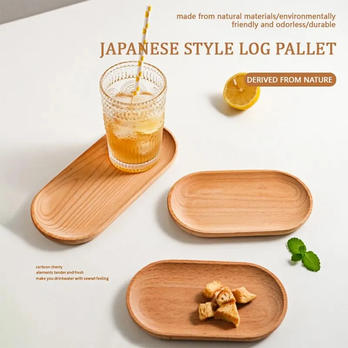 

18*10cm Japanese Wooden Tray Home Snack Dinner Plate Oval Cake Dessert Plate Photo Props Kitchen Tableware Cup Coasters