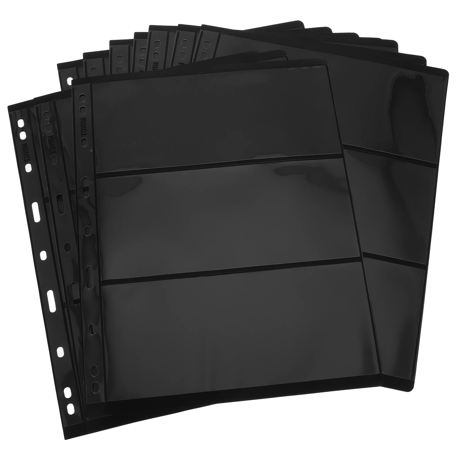 

10Pcs Double-Sided Stamp Collection Album Inner Sheets Standard 9-Hole Page Looseleaf 3 Row Storage Pages Binder Accessories