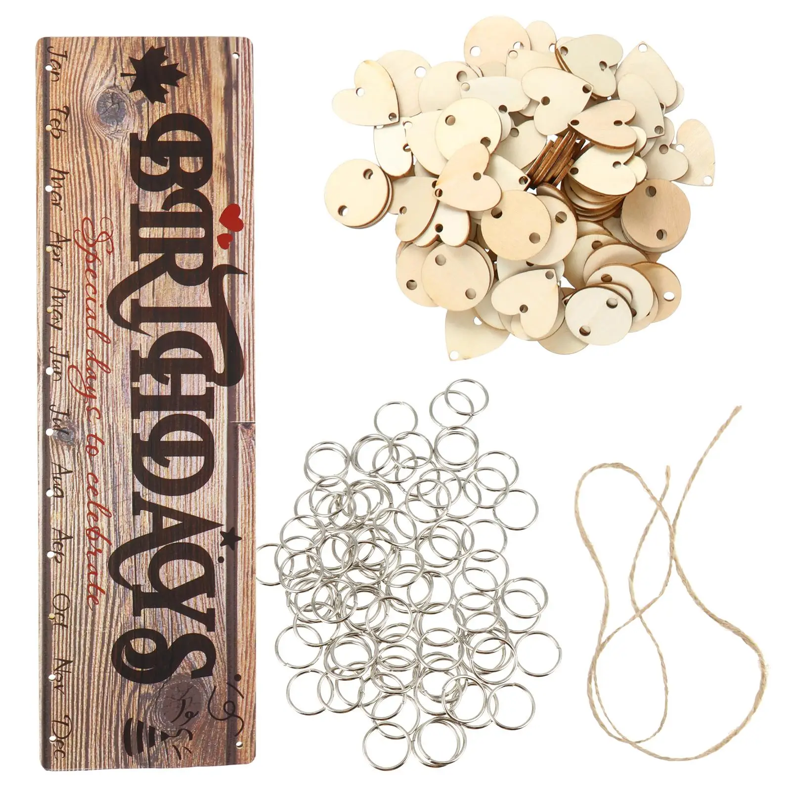 Listing Birthday Reminder Calendar Label DIY Wood Wooden Hanging Wall Calendars