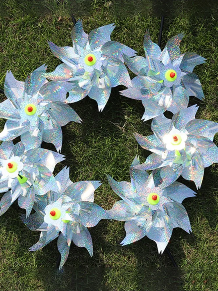 Répulsif d'oiseaux moulinets réfléchissant scintillant épouvantail Pinwheel moulin à vent Spinner jardin pelouse cour décor garder les oiseaux loin répulsif