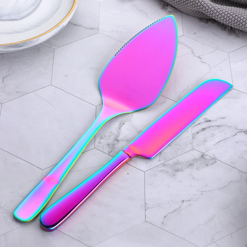 

2PCS/Set 304 Stainless Steel Cake Shovel Cutter Baking Tools Cheese Pizza Pie Cake Spatula High Quality Gold Server Bread Knife