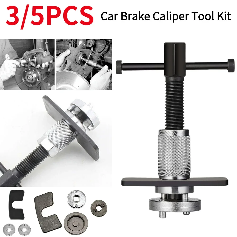 3/5pcs Car Brake Caliper Tool Kit Caliper Separator Tools Chroming Car Disc Brake Pad Caliper Auto Cylinder Disc Brake Pad