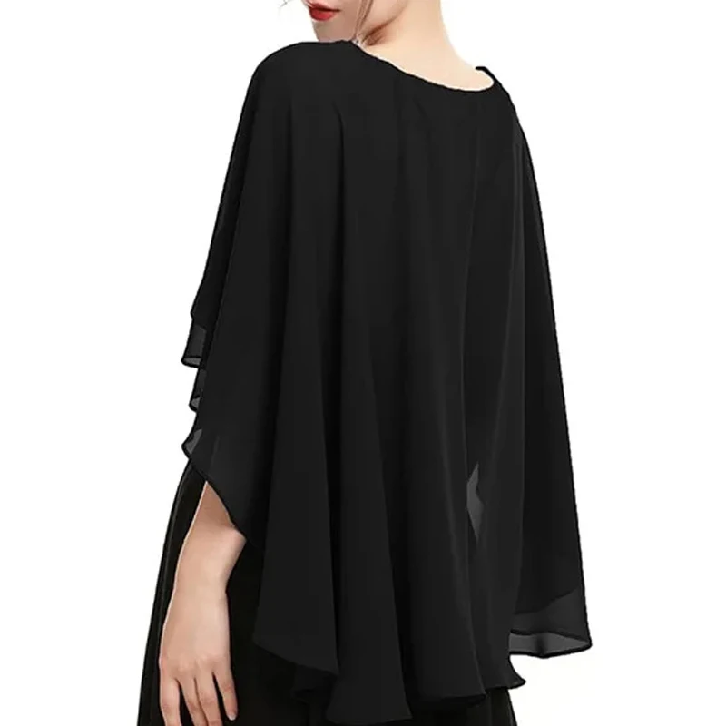 Womens Ladies Soft Wedding Capes Wedding Jacket Wraps Chiffon Shrug Bridal Bolero Long Shawl and Wraps Evening Wedding Cover Up