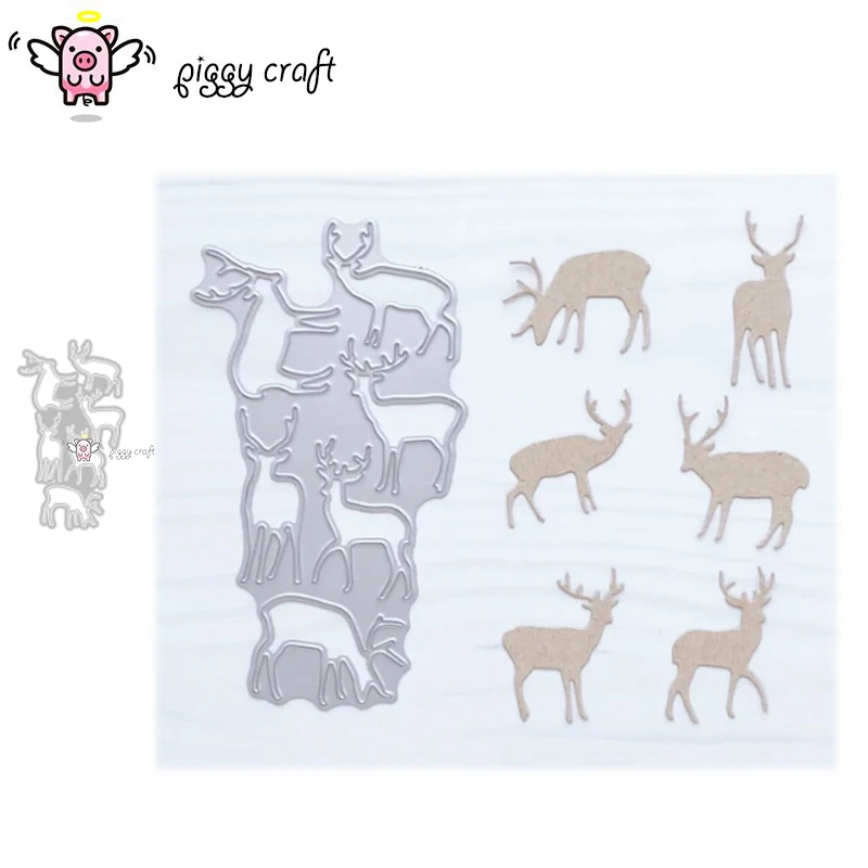 Piggy Craft metal cutting dies cut die mold Christmas deer decoration Scrapbook paper craft knife mould blade punch stencils die