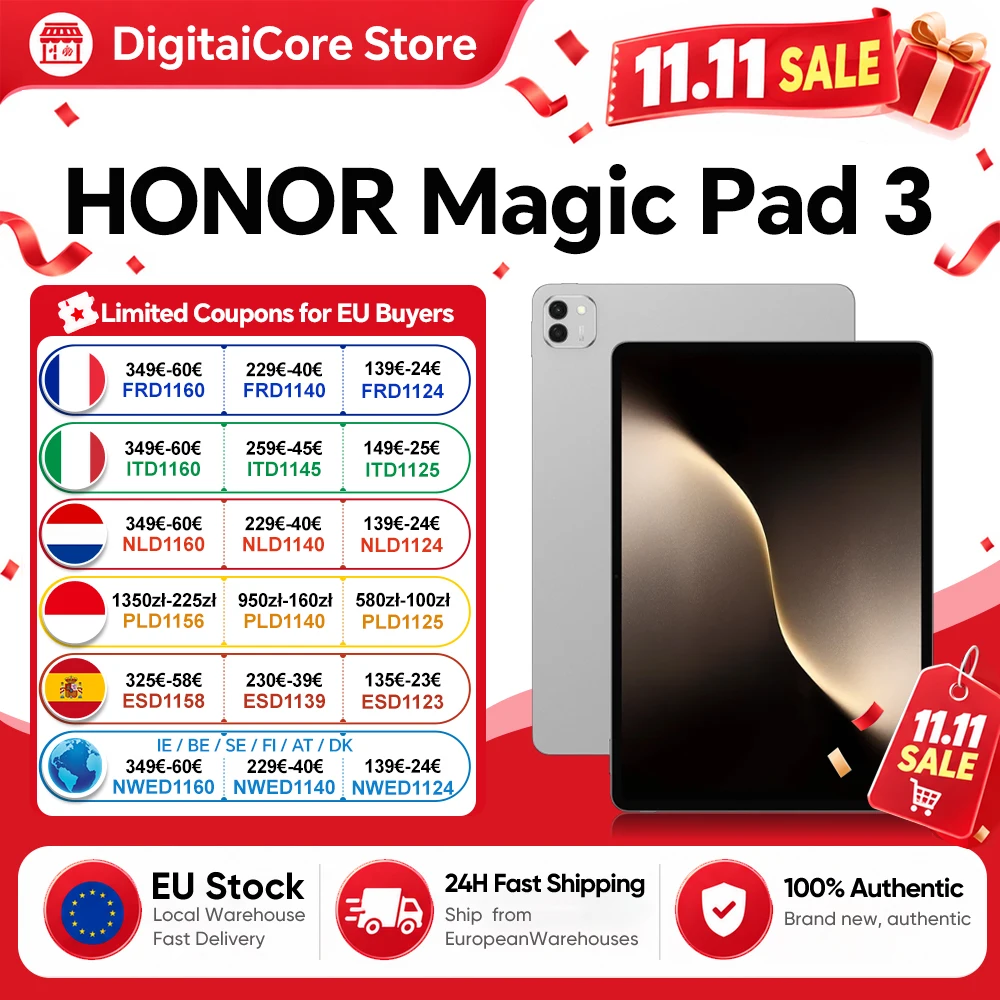 HONOR MagicPad 3 tablet, EU-versie, 13,3 inch, 3K LCD-scherm, 165 Hz, Snapdragon 8 Gen 3, 