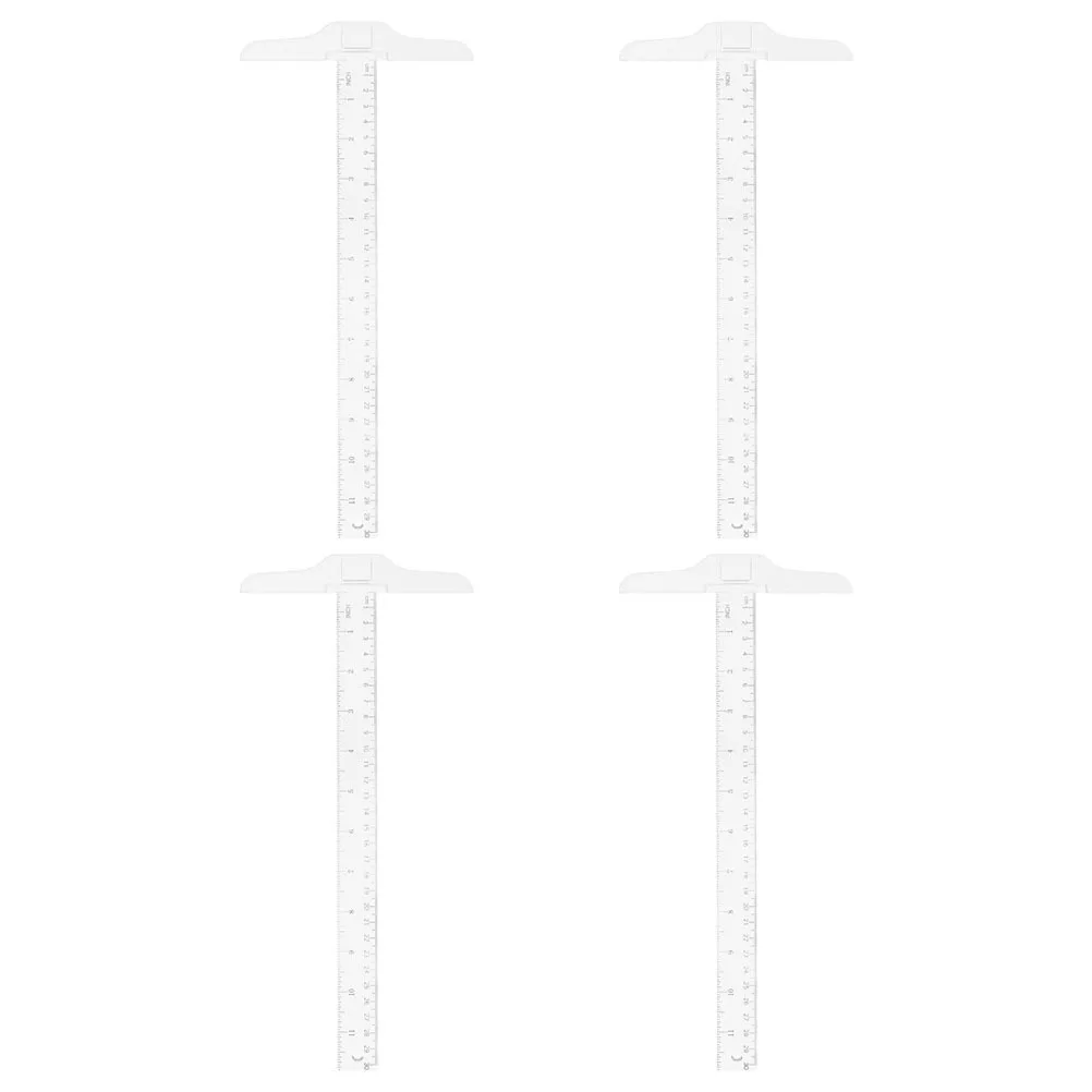 4 Stück 30 cm transparentes Kunststoff-Zeichenwerkzeug für technische Holzbearbeitung, Studenten, T-förmiges Messlineal, parallel