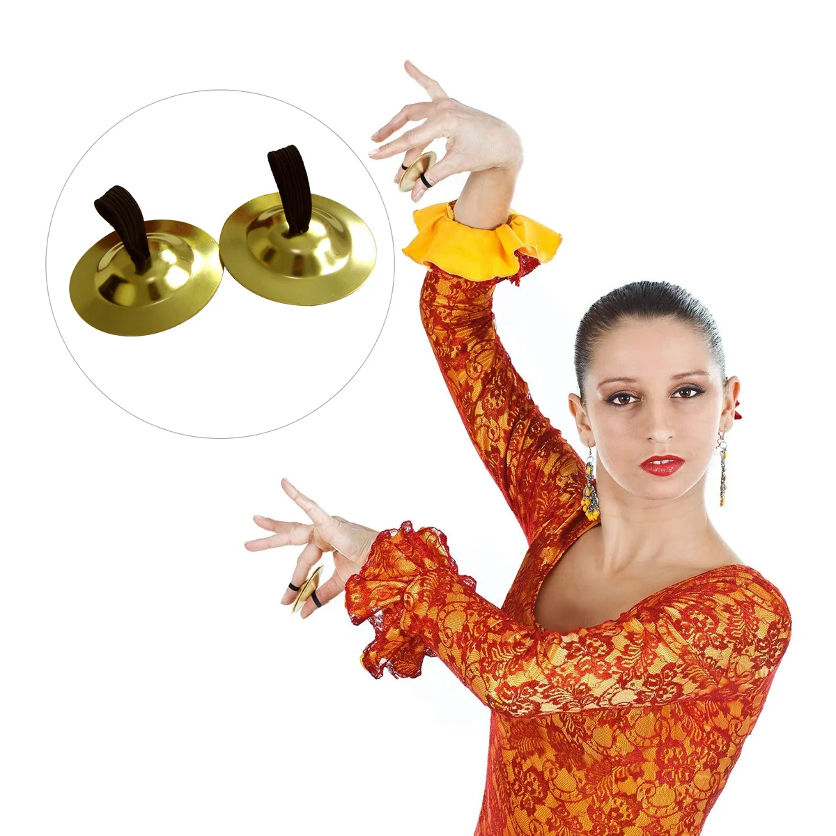

2 Pairs Finger Cymbal Jewelry Cymbals Belly Dancing Pure Copper Golden for Child
