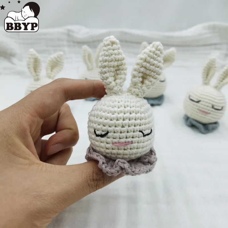 Amigurumi Rabbit Handmade Crochet Animal Knitting Beads DIY Baby Pacifier Chain Chewable Accessories Infant Teether