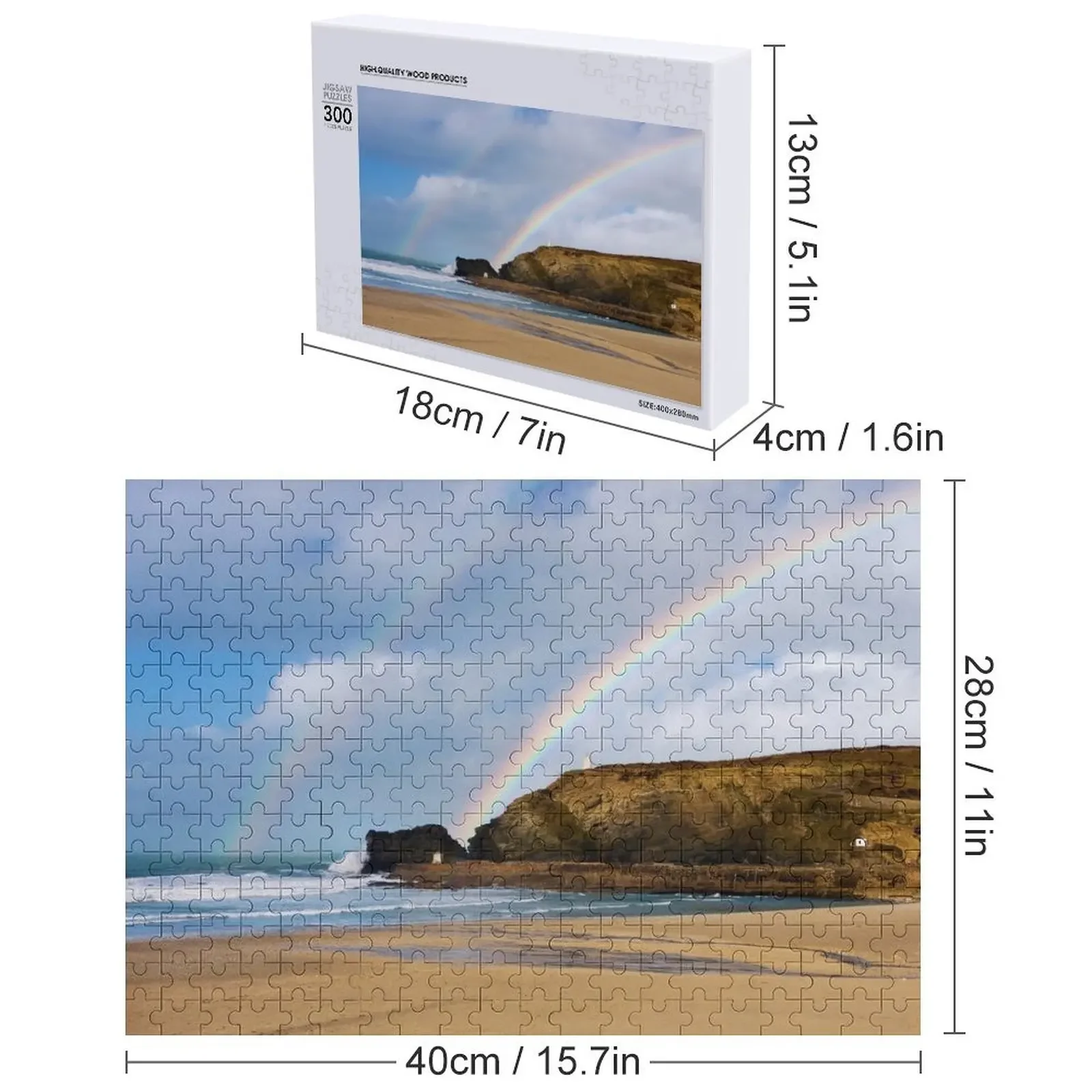 จิ๊กซอว์รูปสายรุ้งเหนือภาพเหมือน ของเล่นไม้ ปรับแต่งชื่อได้ สำหรับเด็ก