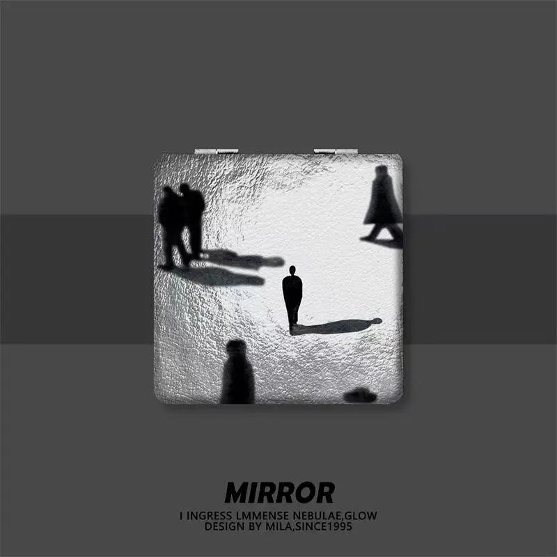 

Art walk Mini Foldable Portable Double-sided Flip-up PU Makeup Mirror Normal and Magnifying Mirror With Magnetic Suction
