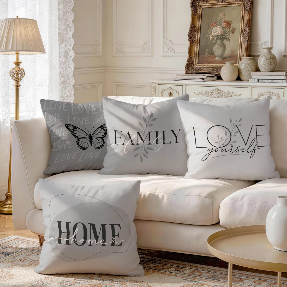 1/4pcs Minimalist Grey Toned Home Decor Cushions Pillowcase Polyester Cushion Cover Throw Pillow Pillowcover Home Car Sofa Decor