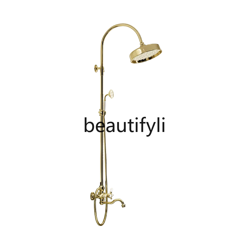 

Vintage shower set Golden shower faucet Home bathroom Dual control bath pressurized nozzle