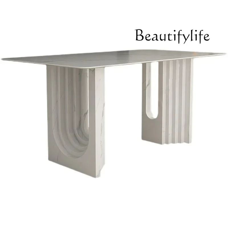 

Desk meeting table dining table Italian rock slab light luxury art simple style rectangular desk