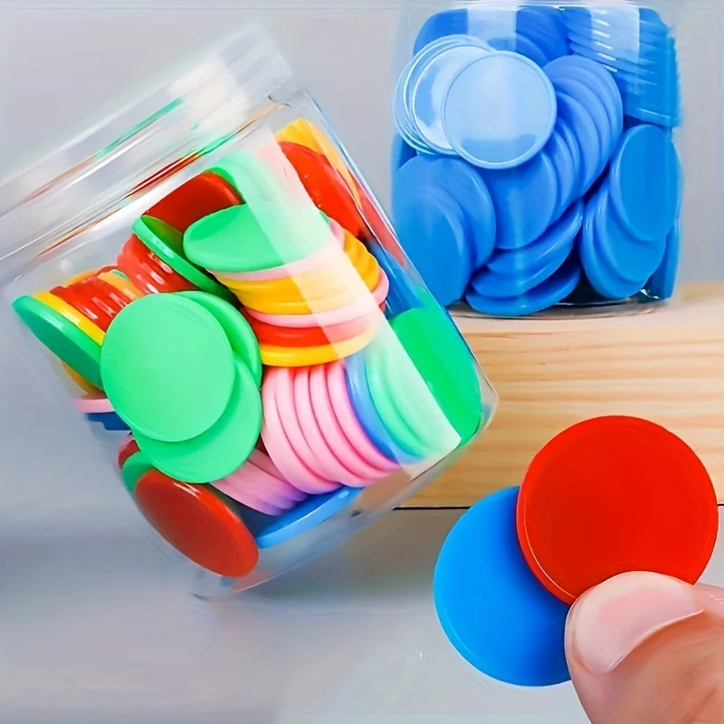 100 plastic counting chips - interactive learning educational mathematics teaching aids, multi-color plastic counters