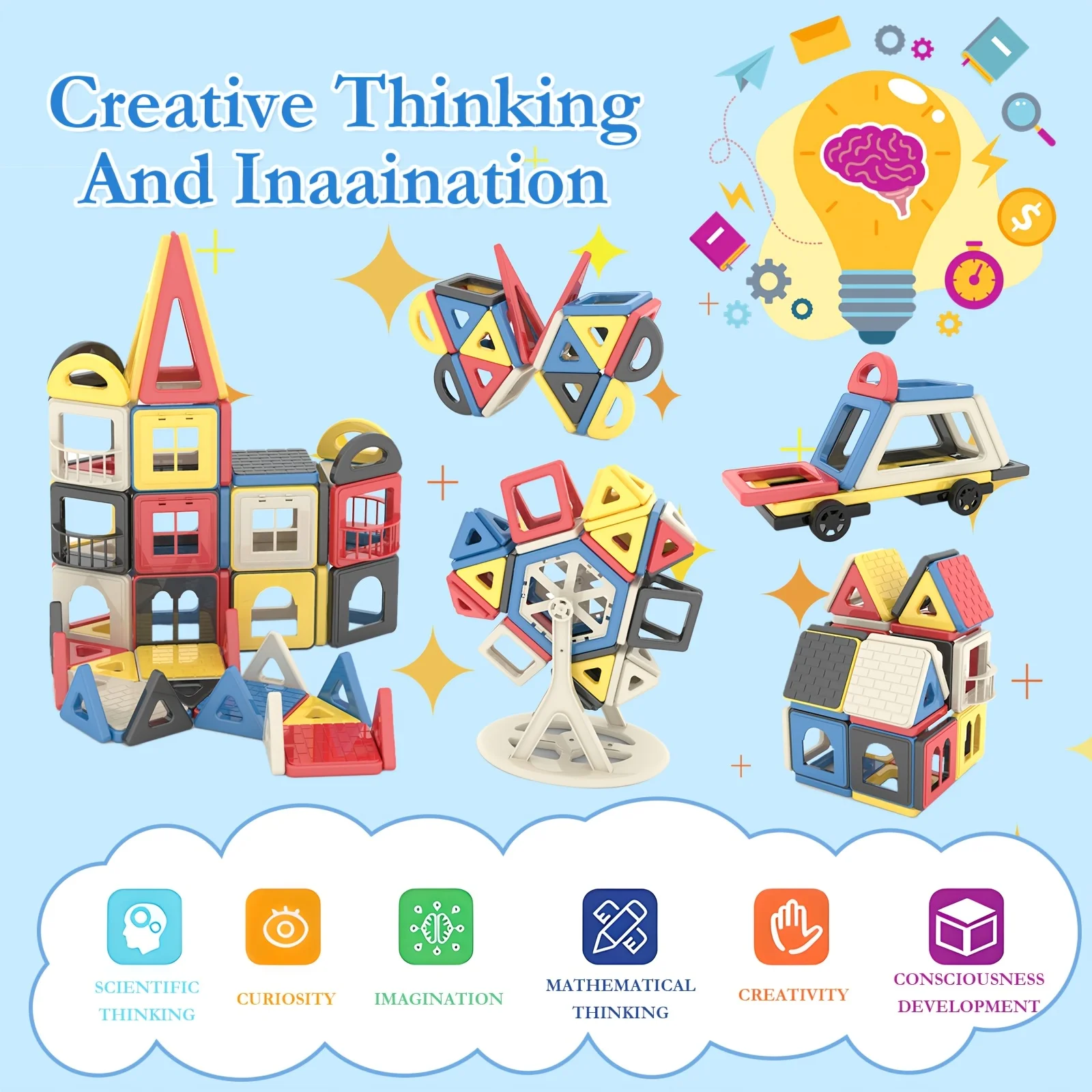 Mini 145Pcs Magnetic Building Tiles 3D Blocks Educational Comstruction Toys STEM Learning Stacking Blocks for Kids Birthday Gift