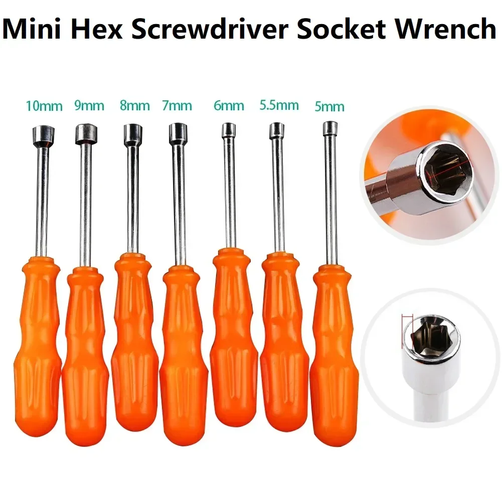 Socket Wrench Versatile Mini Hex Bit Screwdriver Socket Wrench Nut Shank Drill Adapter Tools 5 10mm Sizes PP Handle