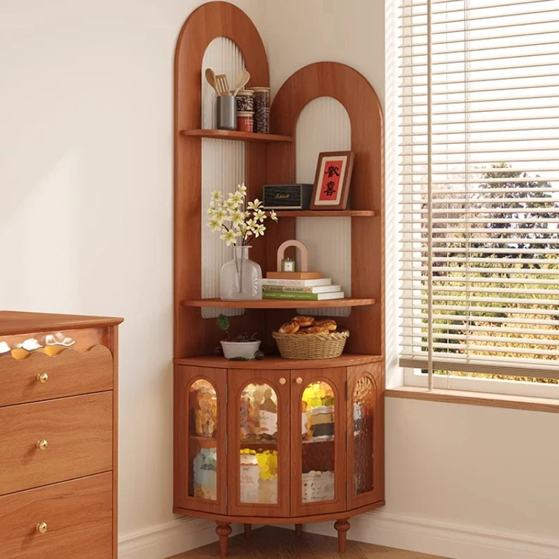 

Medieval 90-degree right-angle corner cabinet, living room corner cabinet, light luxury and high-end L-shaped shelf