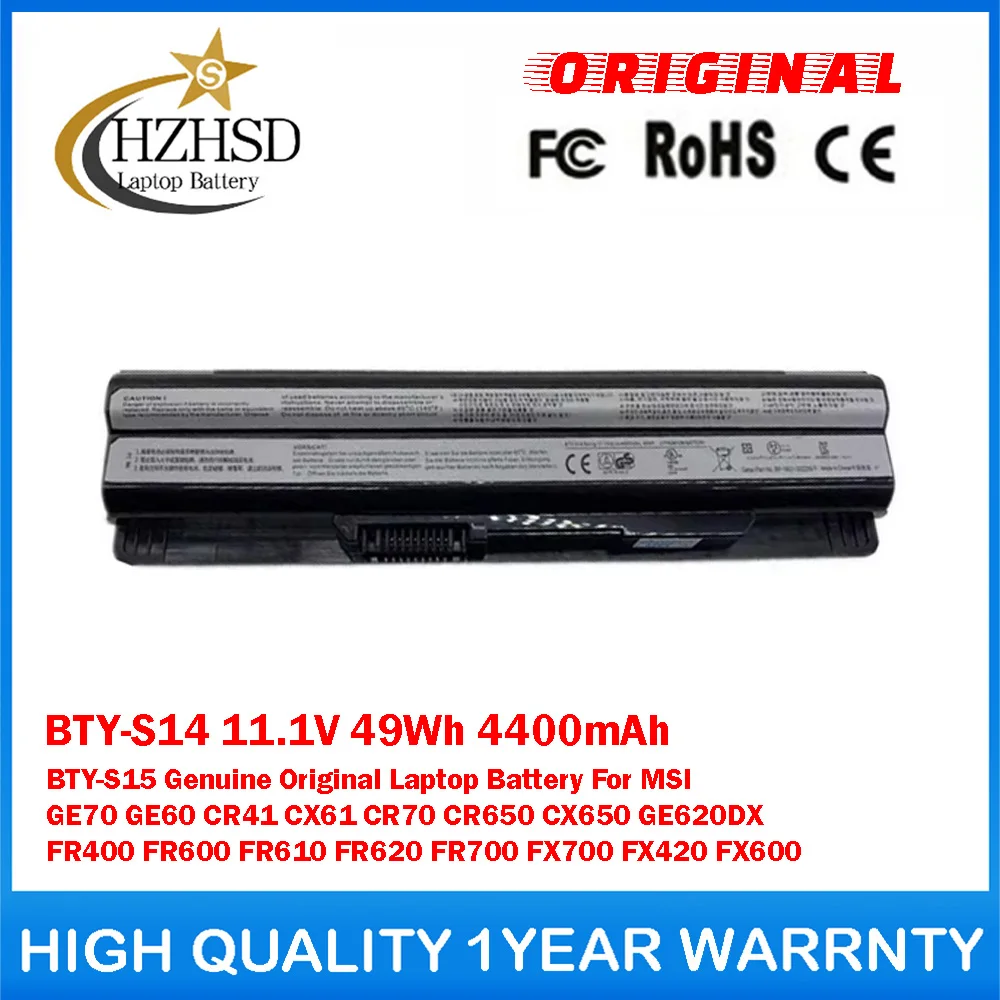 BTY-S14 11.1V 49Wh BTY-S15 Genuine Original Laptop Battery For MSI GE70 GE60 CR41 CX61 CR70 CR650 CX650 GE620DX FR400/600/610/62