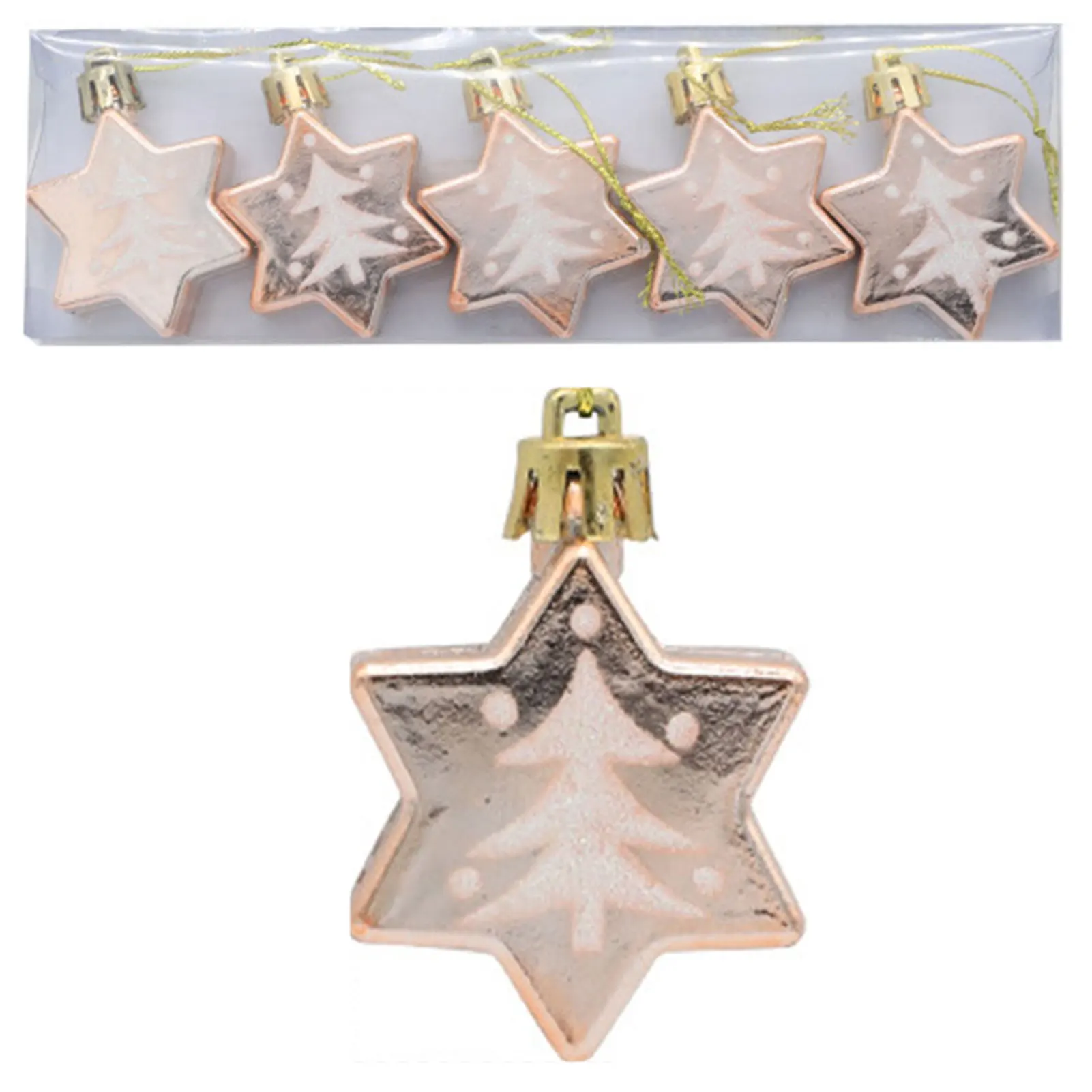 Christmas Hanging Ornaments Star-Shaped Electroplated Rustic Tree Decors Hanging Gift Xmas Decor