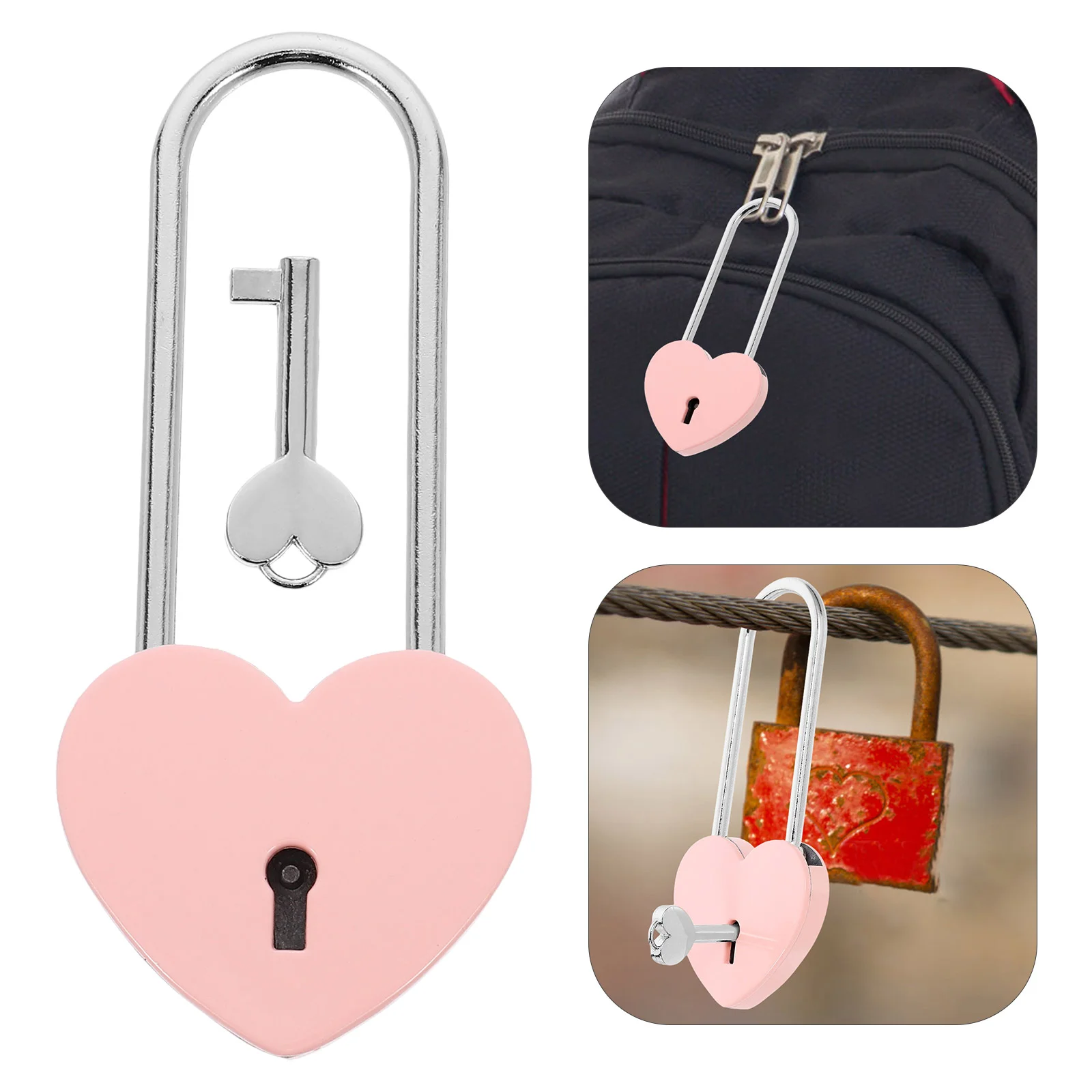 

Tote Bag Love Lock Cabinet Padlock The Fence Diary Multi-functional Pink Versatile Security Lovers