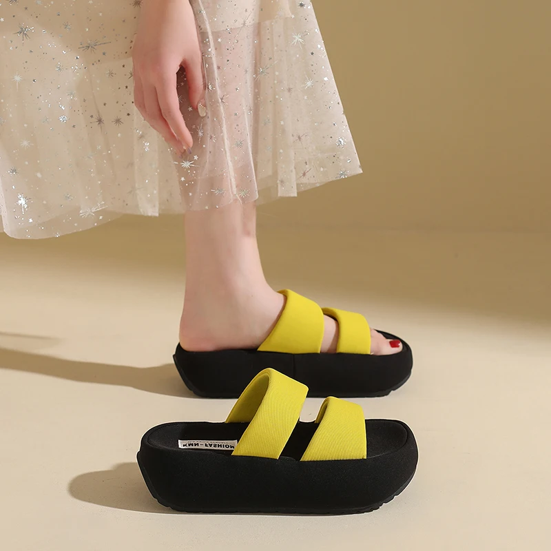Thick Sole One Strap Sandals Simple All Match Style Summer Beach Slippers Lightweight Non Slip Comfortable Outdoor Walking Shoes