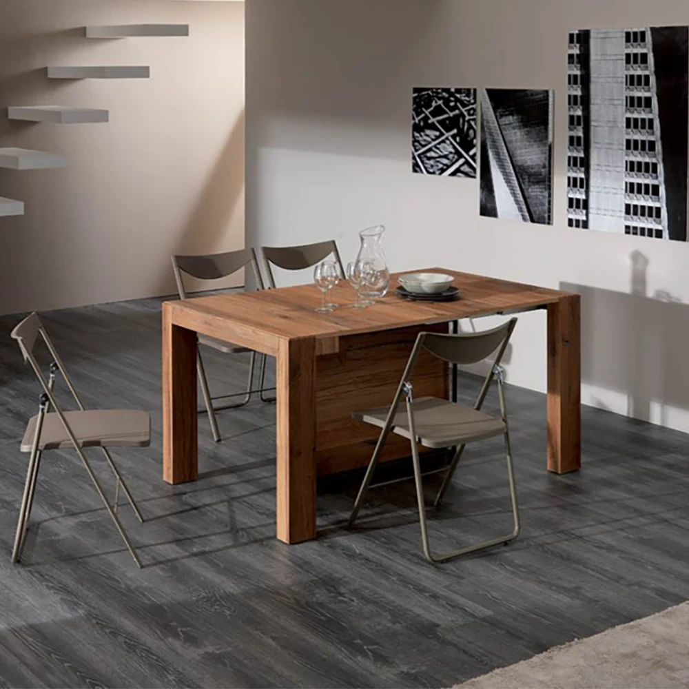 

#For Nordic Furniture Extendable Wooden Invisible Dining Room Table Chair Set Rectangular Folding Space Saving Dining Table*