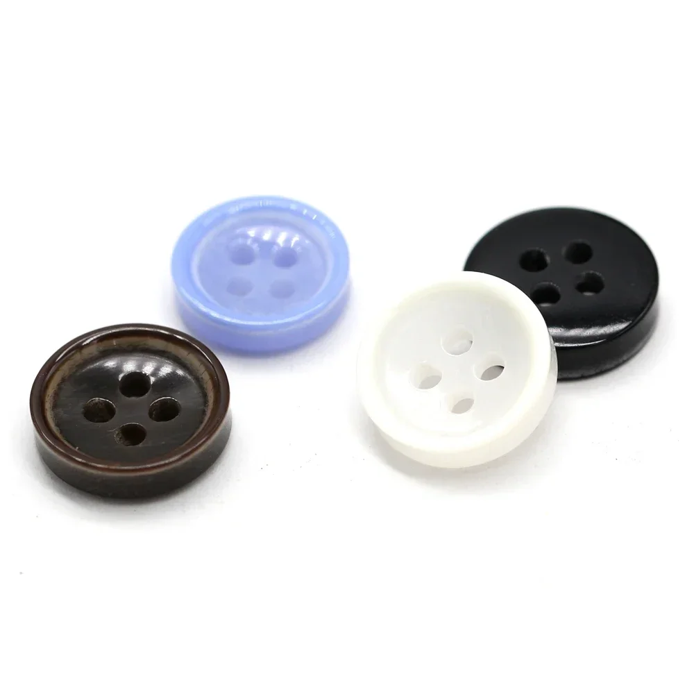 DOTOLLE 4 Holes Round White Blue Resin Buttons For Clothing Children Shirt Dress Polo Cuff Handmade Decorations Sewing Supplie