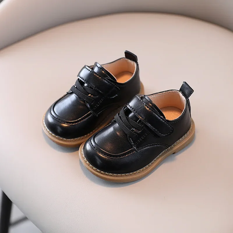 

Boys Girls Soft Sole Shoes Baby Kids Hook Loop Comfort Slip on PU Leather Shoes Children Light Non Slip Casual Walking Shoes